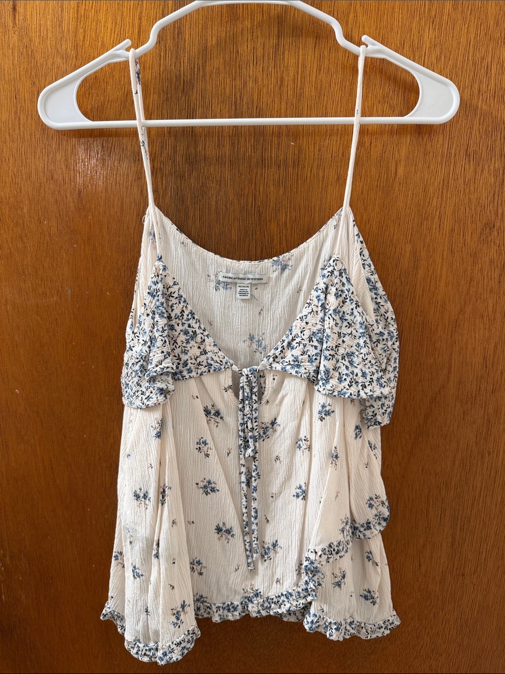 American Eagle Outfitters Cream Floral Cami with Blue Accents - Picture 1 of 4